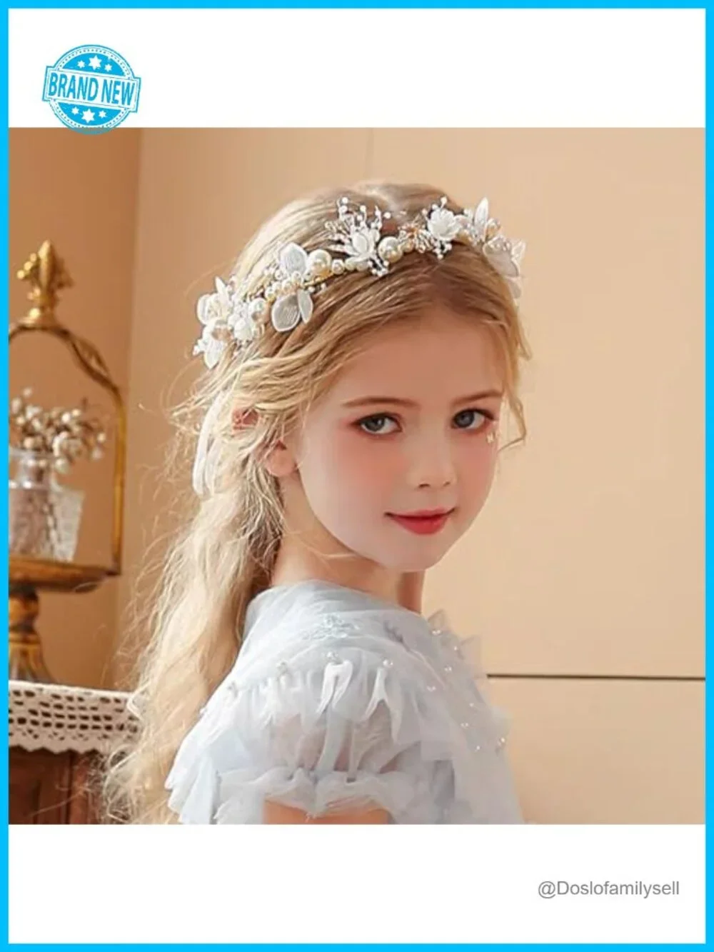 Pearl Rhinestone Flower Girl Princess Headpiece Adjustable Wedding Hair Band